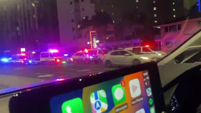 Police outside Hideaway Kitchen and Bar at Broadbeach