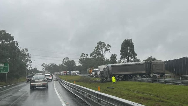 West bound Warrego highway at stand still after Truck crash. Picture: David Jackson