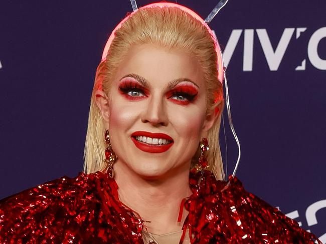 Daily Telegraph. 27, May, 2024.Courtney Act, on the Red Carpet for Disney's Inside Out 2, premiere, at the Joan Sutherland Theatre, Sydney Opera House, tonight.Picture: Justin Lloyd.