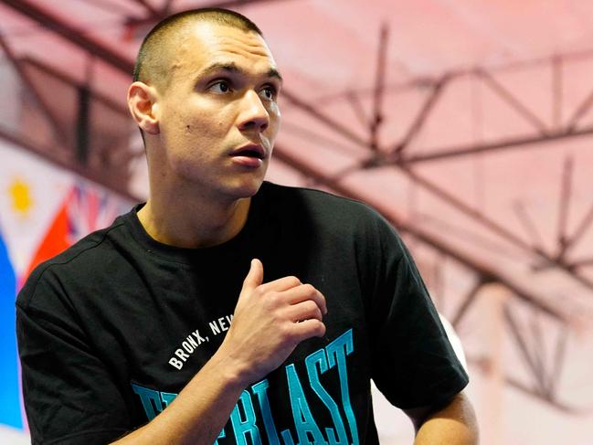 Tim Tszyu works out at the Split T Boxing Club in Las Vegas, Nevada. Picture: Louis Grasse/Getty Images/AFP