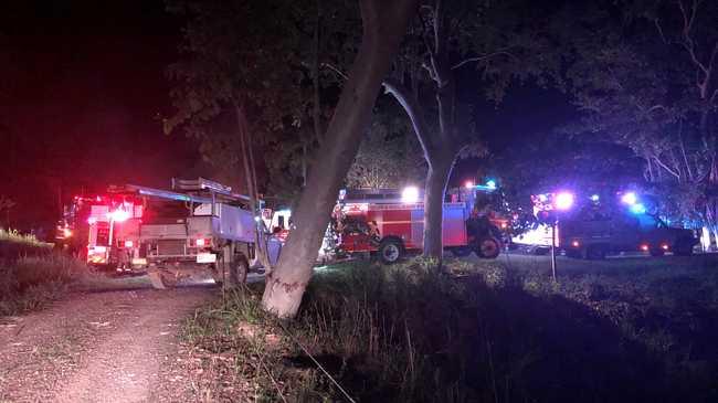 Firefighters onsite for a fire in Hampden.