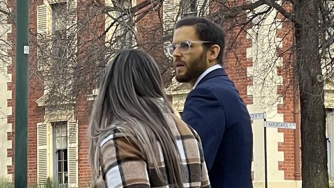 Former teacher Ryan Geier outside the Bendigo Magistrates Court on July 14, 2023. Picture: Julieanne Strachan