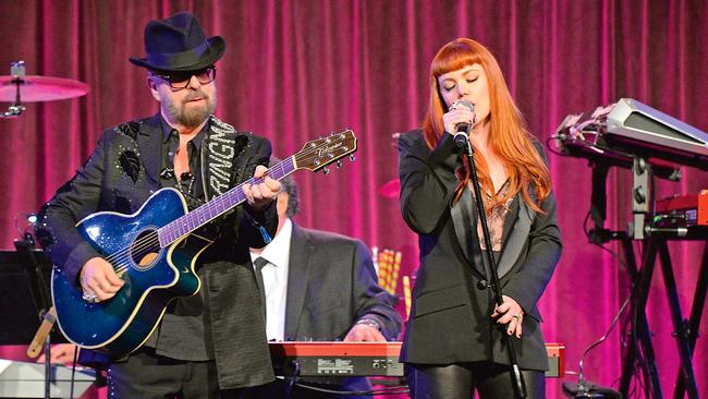 Sharing the stage with Dave Stewart of the Eurythmics in New York in 2016. (Picture: Getty Images)