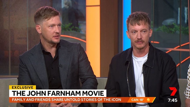 John Farnham’s sons Robert (l) and James (r) share their thoughts on the new biopic about their dad’s life. Picture: Sunrise