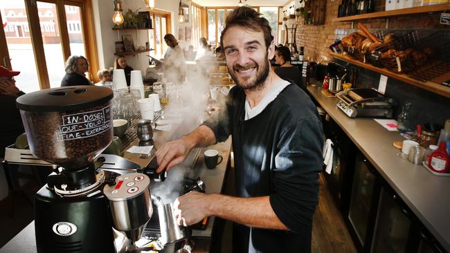 Jobe Watson at Stepping Stone Coffee Lounge in Newport. Picture: David Caird