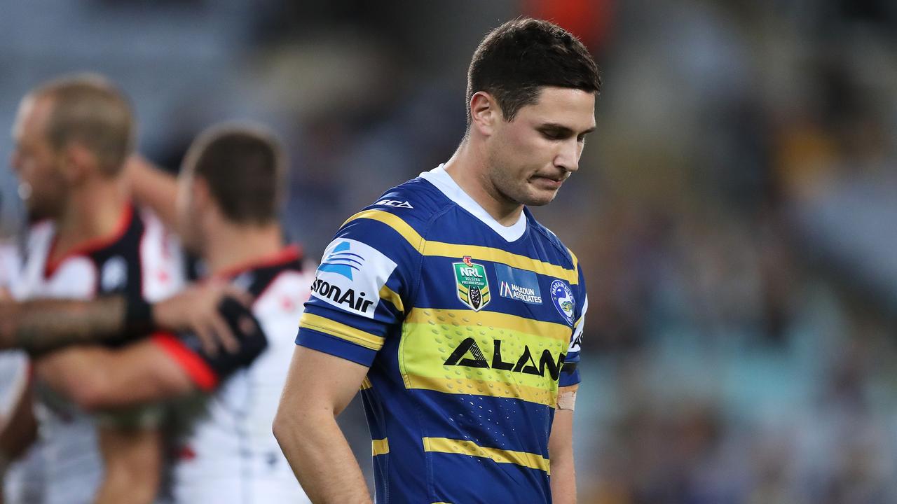 Mitchell Moses looks dejected against the Warriors.