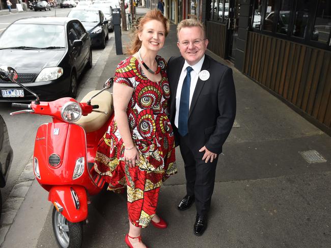 Milliner and Shop Small ambassador Melissa Jackson and Federal Small Business Minister Bruce Billson. Picture: Jason Sammon/ News Corp