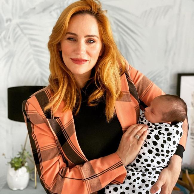 Jules Robinson holds her baby boy Oliver Chase Merchant, , From source:, https://www.instagram.com/p/CG17Msmgglh/,