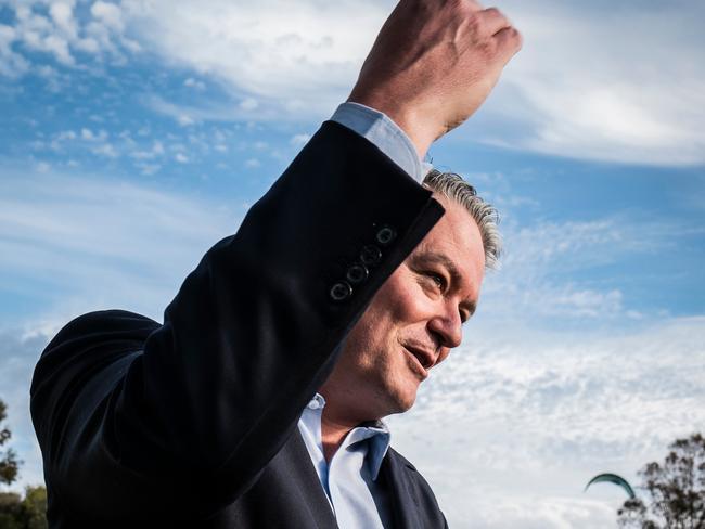 05-07-20 - Mathias Cormann with his family wife Hayley, Isabelle (7 pink socks) and Charlotte (4) in Applecross today to announce his retirement from Federal polotics.Pic:Tony McDonough