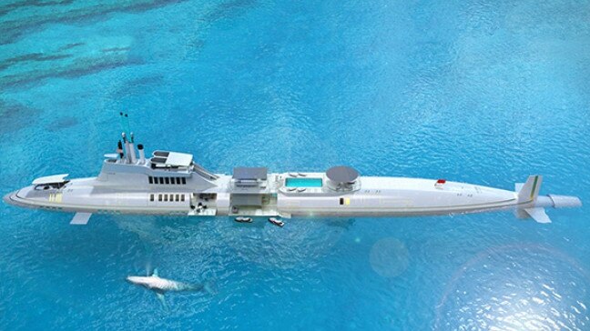 A 300m Migaloo Private Submersible Yacht.