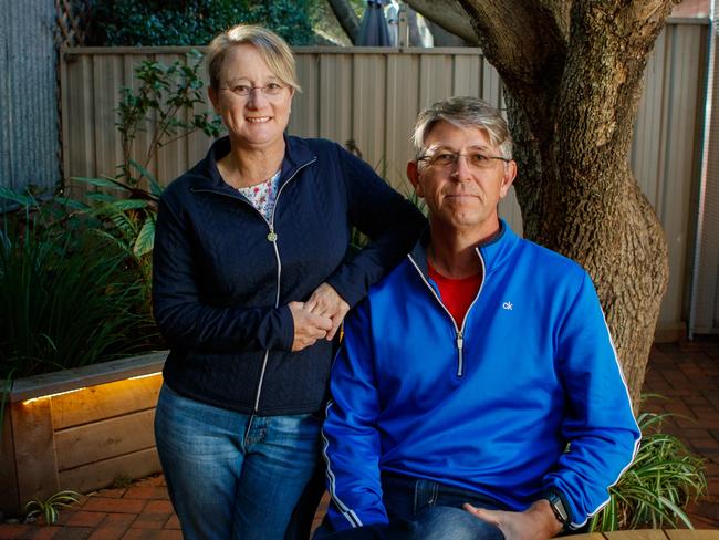 Rachel Arnott and her partner John Banister in their Norwood home on May 5, 2022. Picture Matt Turner.