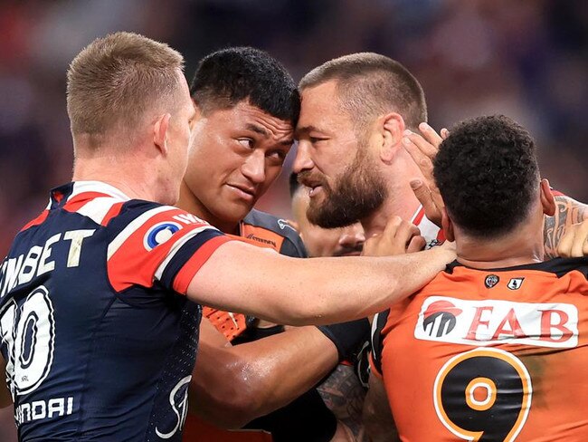 NRL 2023 RD26 Sydney Roosters v Wests Tigers - Stefano Utoikamanu Jared Waerea-Hargreaves NRL PHOTOS