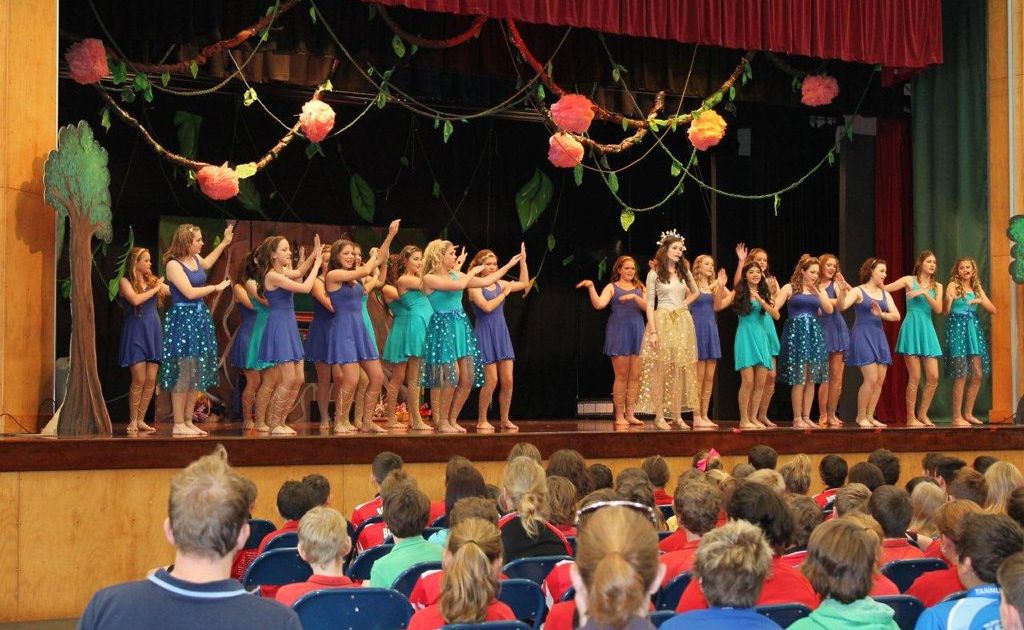 Tannum Sands State High School reached out into the community on May 28 to welcome residents from Bindaree Lodge Nursing Home and all local primary schools to the matinee showing of the musical production Jungle Fantasy. Grace Shuttleworth and the jungle cats on stage. Photo Contributed. Picture: Contributed