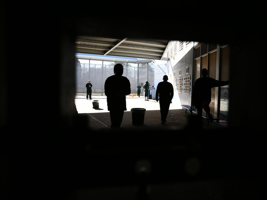 Inmates in the split prison yard at Silverwater jail. Picture: Tim Hunter