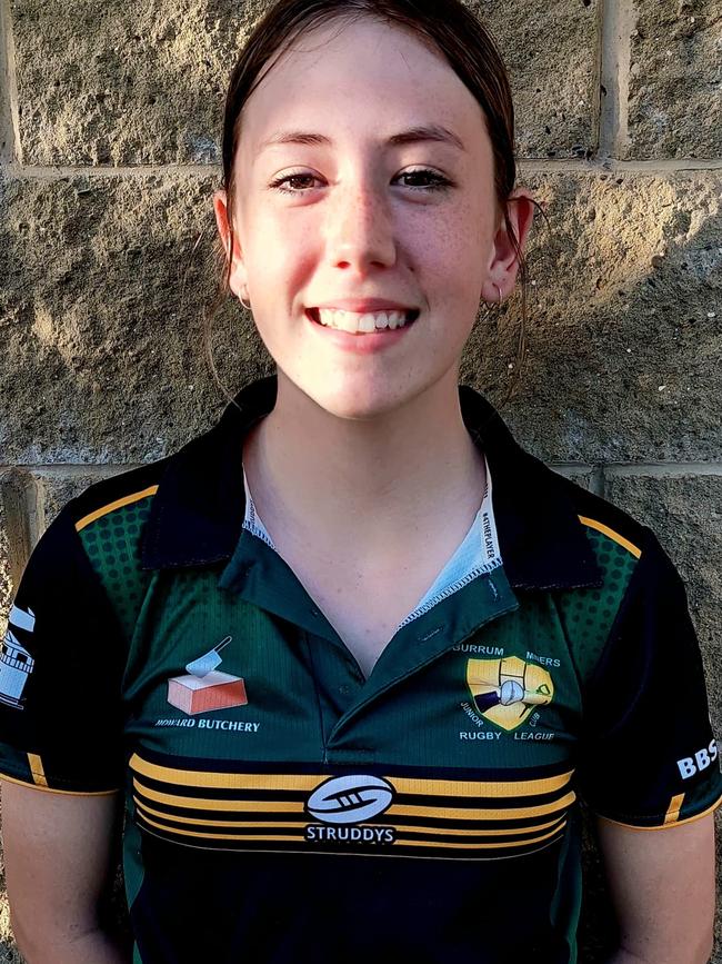 Nara Woods plays for Burrum Miners Junior Rugby League Club. Photo: Contributed.