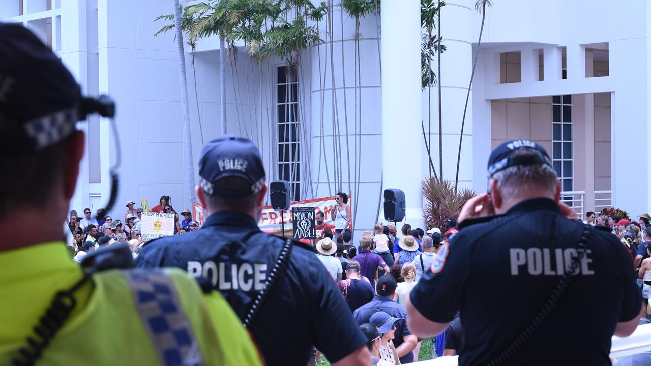 Faces from Darwin's Freedom Rally at Parliament House. Picture: Amanda Parkinson