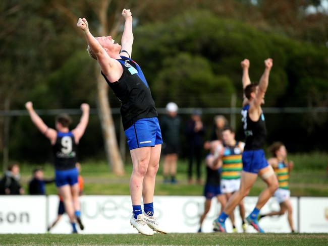 Josh Green on the final siren of the VAFA Premier A grand final Picture: Hamish Blair