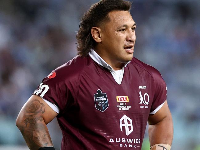 SYDNEY, AUSTRALIA - NOVEMBER 11: Josh Papalii of the Maroons looks on dejected during game two of the 2020 State of Origin series between the New South Wales Blues and the Queensland Maroons at ANZ Stadium on November 11, 2020 in Sydney, Australia. (Photo by Cameron Spencer/Getty Images)