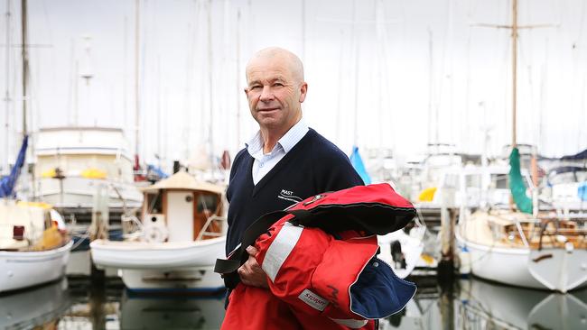 MAST general manager Peter Hopkins with PFD's at the Royal Yacht Club of Tasmania. Picture: SAM ROSEWARNE.