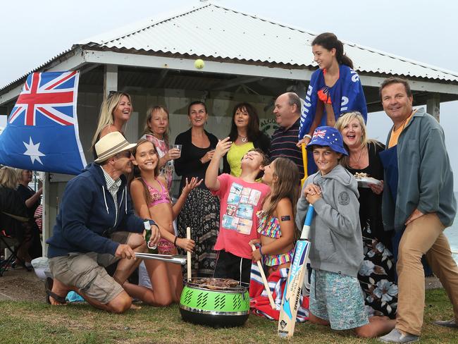 The Dadd and Perica families enjoy a BBQ at Bronte Beach on Australia Day 2015 a Monday.