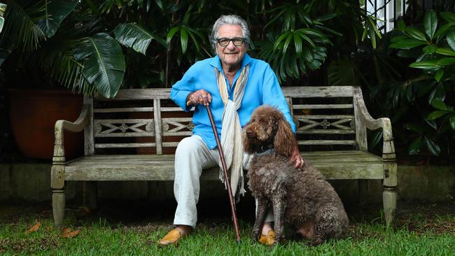 Peter Weiss with Labradoodle Buzo at his home in Palm Beach. Picture: Hollie Adams