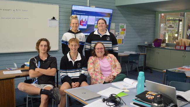 Teacher Melanie Grant at Murrayville Community College with students (at back) Shania Heintze and Zoe Magnisalis and (front) Clayton Godden and Zac Kelly. Picture: Supplied