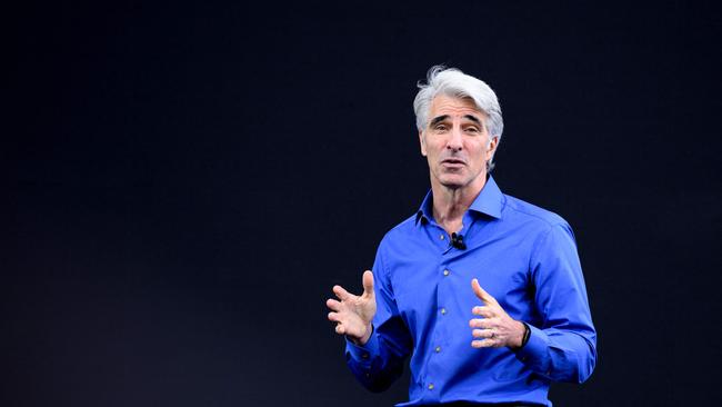 Apple senior vice president of software engineering Craig Federighi recently said the tech titan was looking to Google for an AI system to integrate into its devices. Picture: AFP