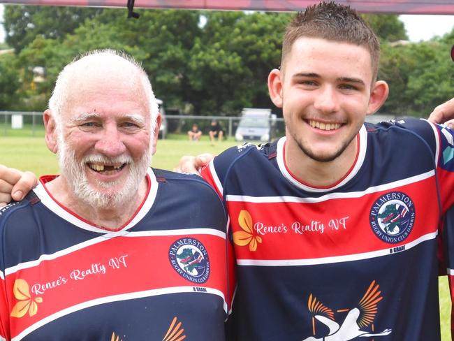 Dennis Bree and his grandson Hamish fulfilled their decade long promise to play grade rugby together - February 8, 2025. Picture: Darcy Jennings