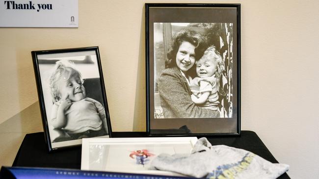 Photos of Quentin Kenihan as a child at Town Hall for the service. Picture: AAP / Morgan Sette