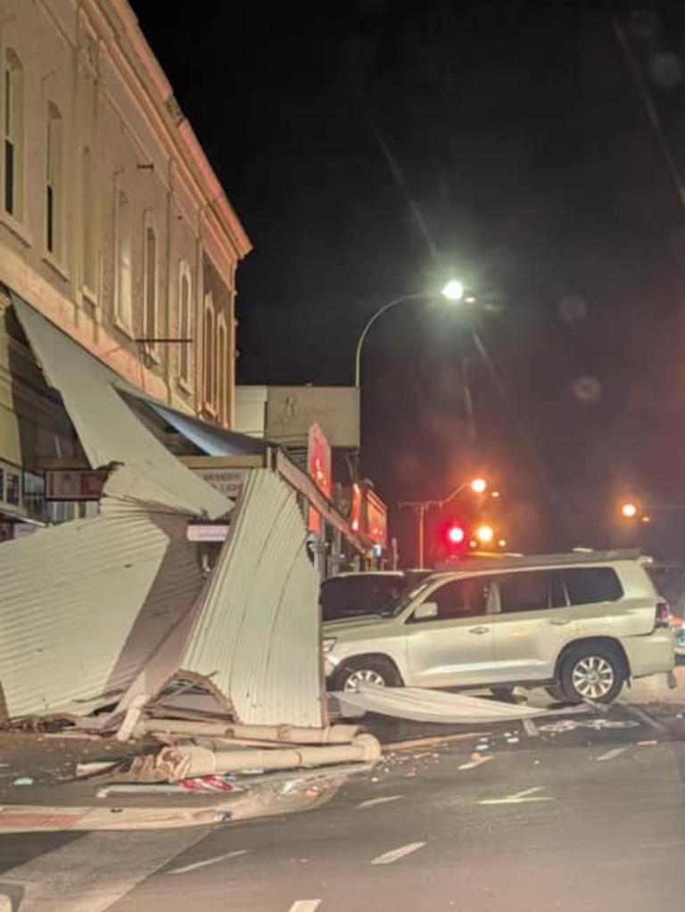 Damage to the exterior of shop front following the crash. Picture: Peter Macc on Facebook