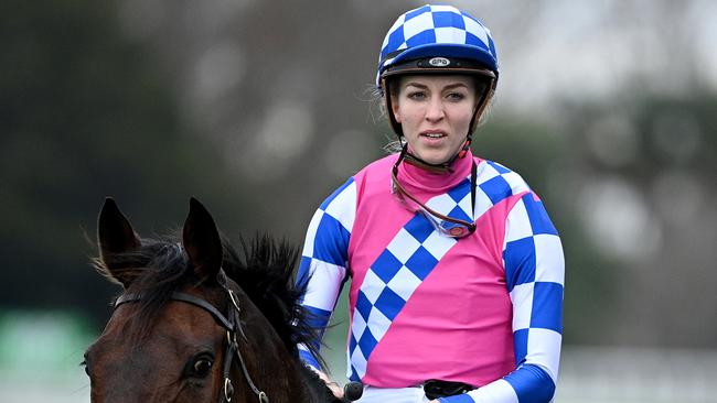 Jockey Louise Day rides Star Mission for trainer Peter Green on the Beaumont track at Newcastle. Picture: AAP Image