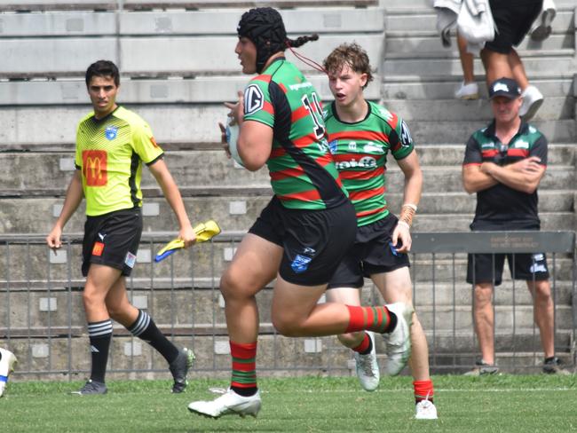 Soane Naufahu charges at the line. Picture: Sean Teuma