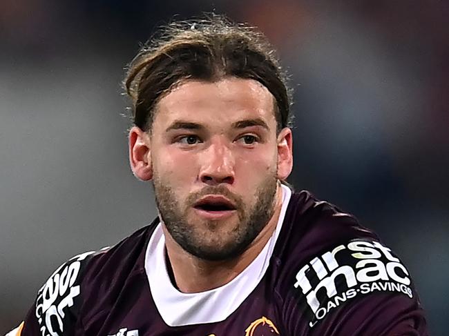 BRISBANE, AUSTRALIA - AUGUST 11: Patrick Carrigan of the Broncos in action during the round 24 NRL match between the Brisbane Broncos and Parramatta Eels at The Gabba on August 11, 2023 in Brisbane, Australia. (Photo by Albert Perez/Getty Images)