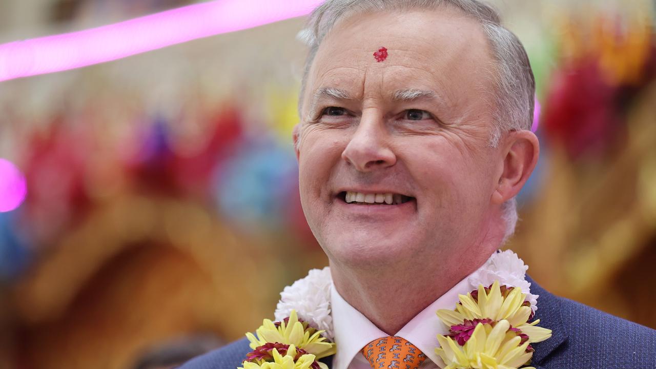 Anthony Albanese met members of the Blacktown Indian community in Sydney during 2021 Diwali celebrations. Picture: NCA NewsWire/David Swift