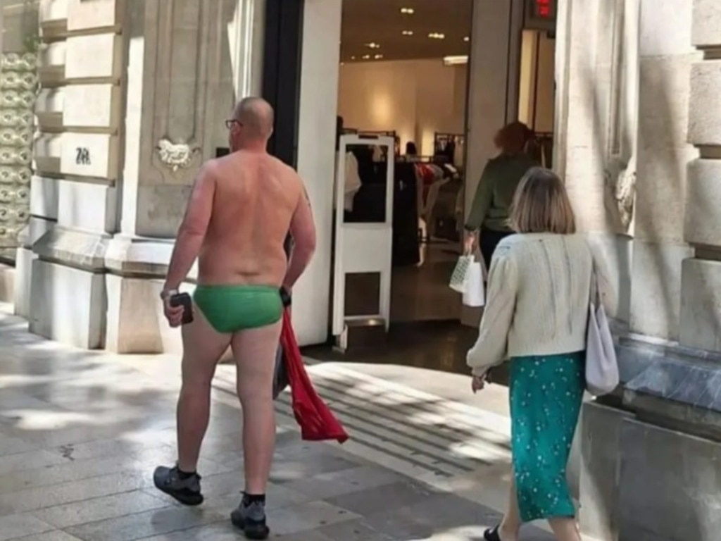 The man wandered down a street in Palma in nothing but swimming trunks. Picture: Majorca Daily Bulletin