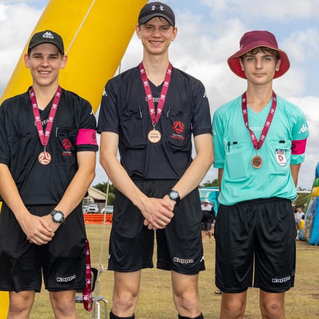 Football Queensland Premier League U15-16 Grand Final September 2023. Referee (Thomas Tory) – AR1 (Jacob Sexton) – AR2 (Brooklin Robinson)