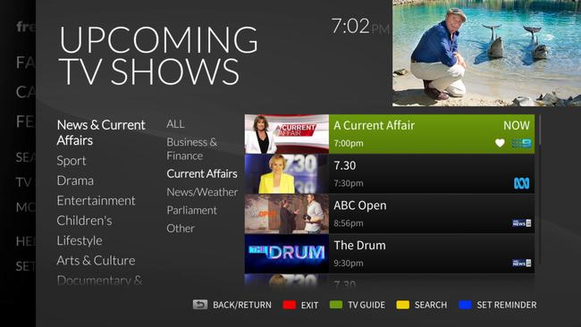 A screenshot of FreeviewPlus on the TV. A mobile and tablet app is being developed.