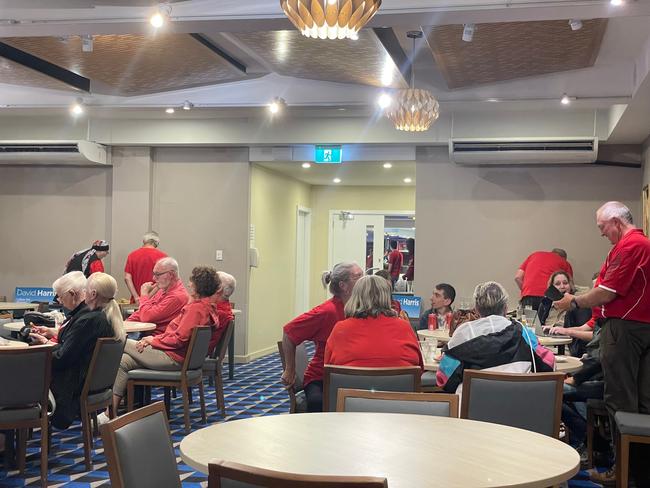 Supporters and Wyong State Labor MP David Harris at Club Wyong where he is expected to retain his seat. Picture: NewsLocal