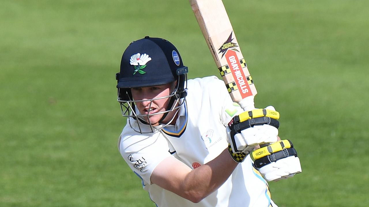 NOTTINGHAM, ENGLAND - SEPTEMBER 23: Harry Brook of Yorkshire bats during the LV= Insurance County Championship match at Trent Bridge on September 23, 2021 in Nottingham, England. (Photo by Tony Marshall/Getty Images)