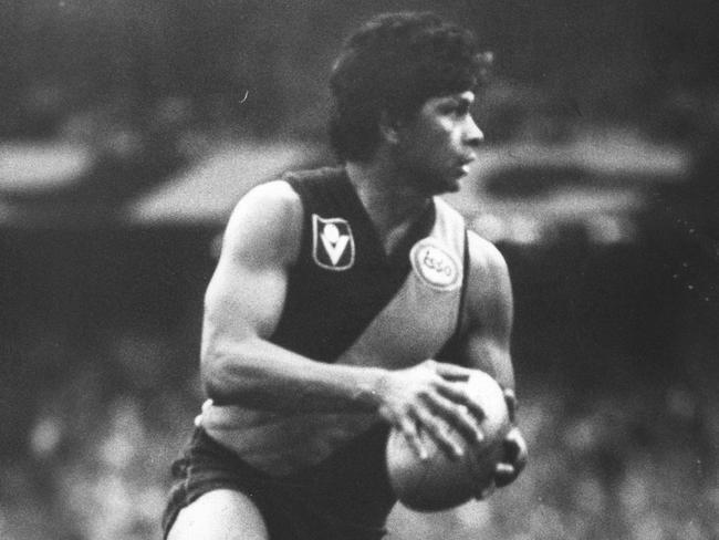 Maurice Rioli playing for Richmond in the VFL grand final at the MCG against Carlton. Rioli created history in the match by winning the Norm Smith Medal as best afield, the first Indigenous player and the first player from a losing team to do so. Picture: Clive Hyde