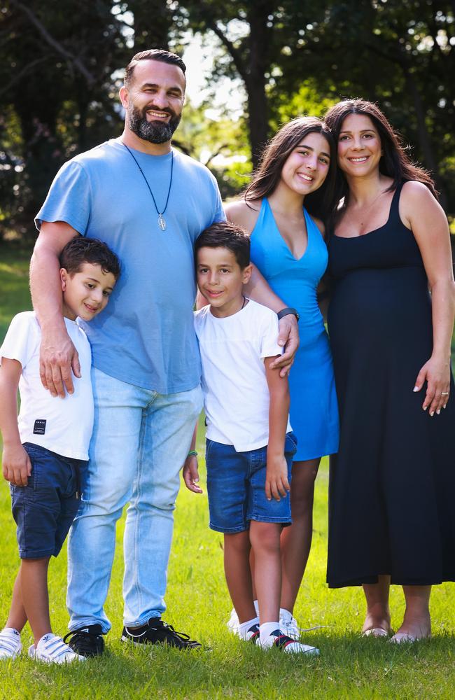 Danny and Leila Abdallah with their children, Michael, Alex and Liana at Kings School Chapel on Monday. Picture: Justin Lloyd