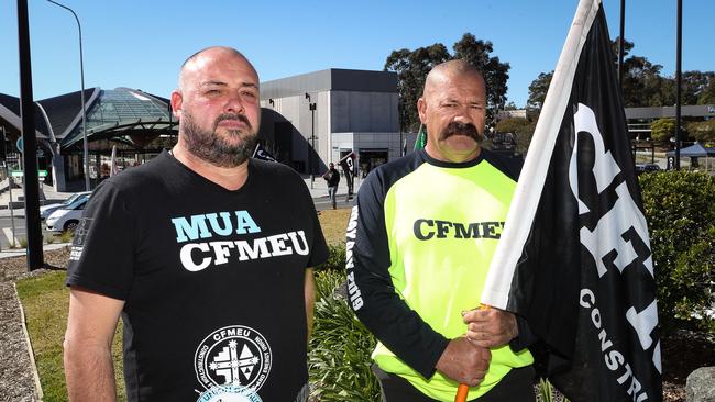 Dennins MacNamarra, union spokesman and Brian Williams, employee on the picket. Picture: Julian Andrews