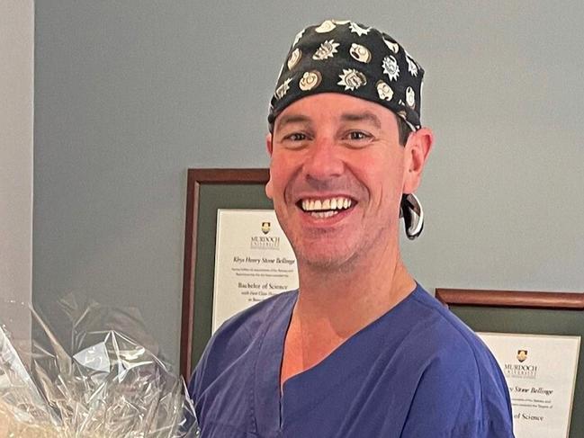 Dr Rhys Bellinge, a  Perth obstetrician  charged with manslaughter and causing grievous bodily harm after a fatal car crash on Saturday night that killed a 24-year-old woman. Picture: Instagram