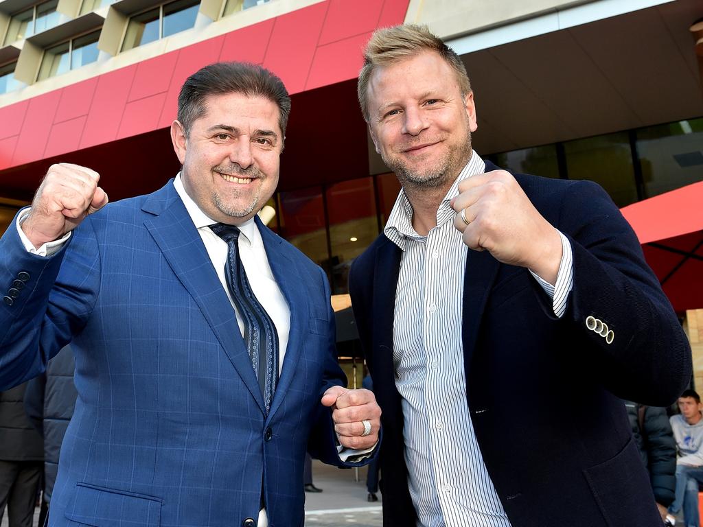 City of Greater Dandenong mayor Jim Memeti with, former Socceroo Vince Grella.