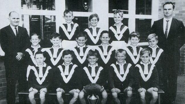 Wally Lewis (front, second from right) in 1968 aged 8 years in Cannon Hill primary school's team.