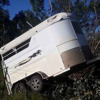 Emergency crews have responded to a crash where a vehicle towing a horse trailer flipped and rolled down an embankment along the Bruce Highway between Mackay and Rockhampton. Picture: Contributed