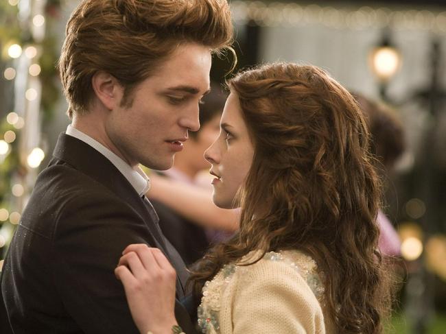 Robert Pattinson and Kristen Stewart in a scene from 2008 film Twilight’.