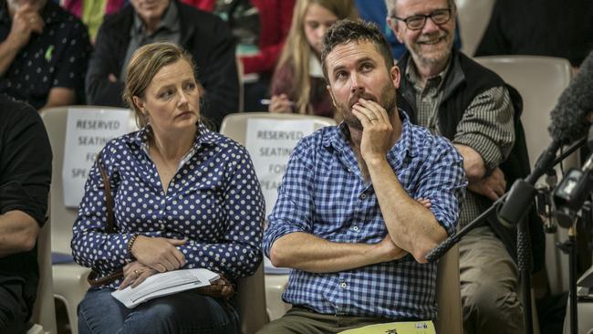 Simone and Daniel Hackett at the Central Highlands Council meeting on February 26 for the vote on their Lake Malbena proposal. Picture: EDDIE SAFARIK