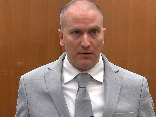 Derek Chauvin addressed the court and apologised to George Floyd’s family. Picture: AFP