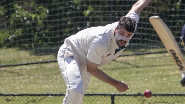 VSDCA cricket: Preston v Caulfield. Caulfield bowler Oliver Hayes.  Picture: Valeriu Campan